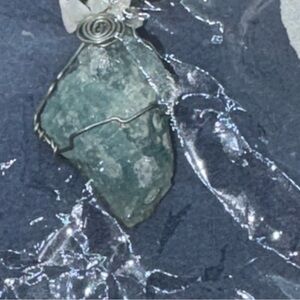 Raw Rough Aquamarine & Quartz Chip Crystal Pendant Necklace on Suede Cord
